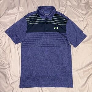 UNDER ARMOUR The Playoff Polo 2.0 Men’s S Purple Striped Golf Shirt Loose Fit